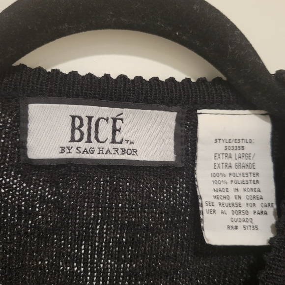 Bice by Sag Harbor Black Cardigan Sweater. Extra Large #153 - Picture 5 of 6